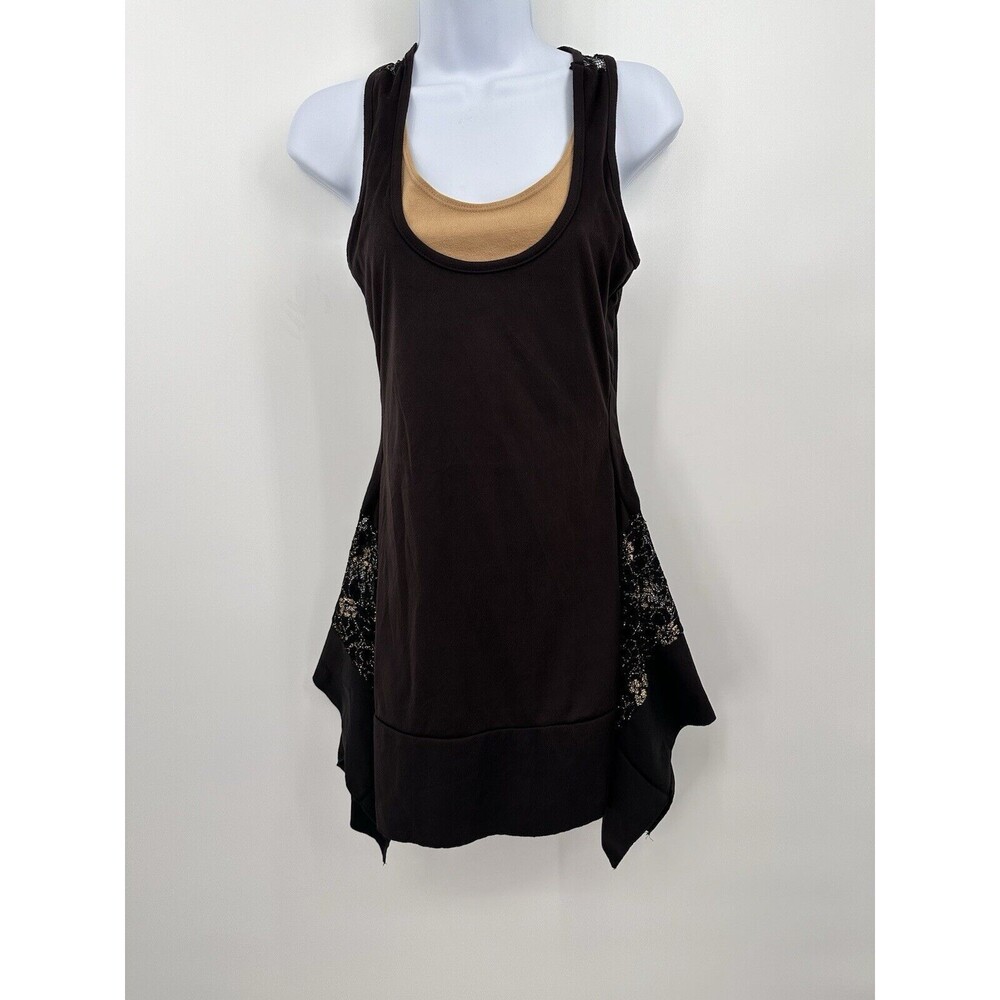 Vintage Y2K   Black mini Dress Women's Size XS hip‎ flare  enhanc soft stretchy